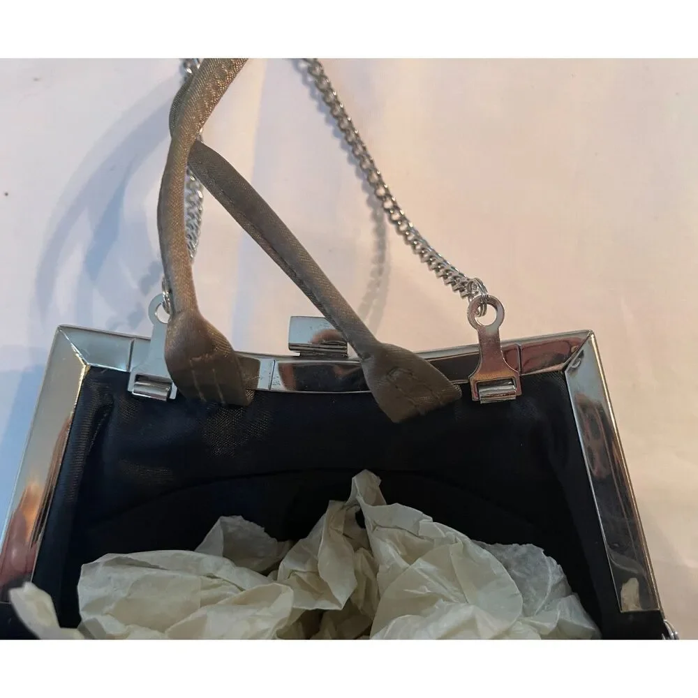 Liz Claiborne Kiss Lock Chain & Strap Evening Crossbody Bag Handbag Purse Clutch